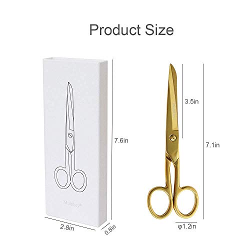 MultiBey Gold Scissors 7" Tailor Fabric Paper Cutting Tools Craft Scissors Shears Heavy Duty Copper Straight Recycled Home Office Scissors Cutter - Image 2