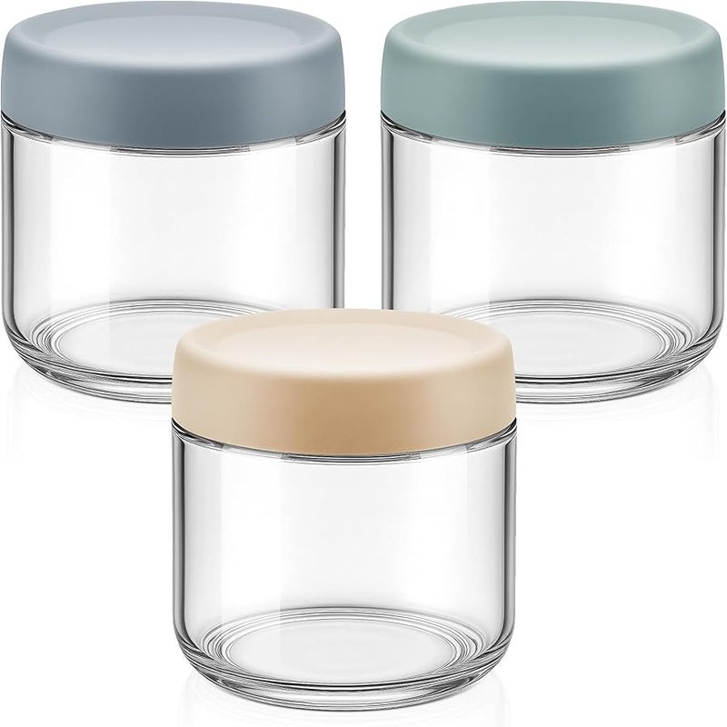 Tecohouse 3 pack 8 oz Glass jars with Airtight Lids, Overnight Oats Containers with Lids, Leakproof Wide mouth Mason jars Food Storage Meal Prep Containers for Snack Yogurt Salad Spice Cereal - Image 1