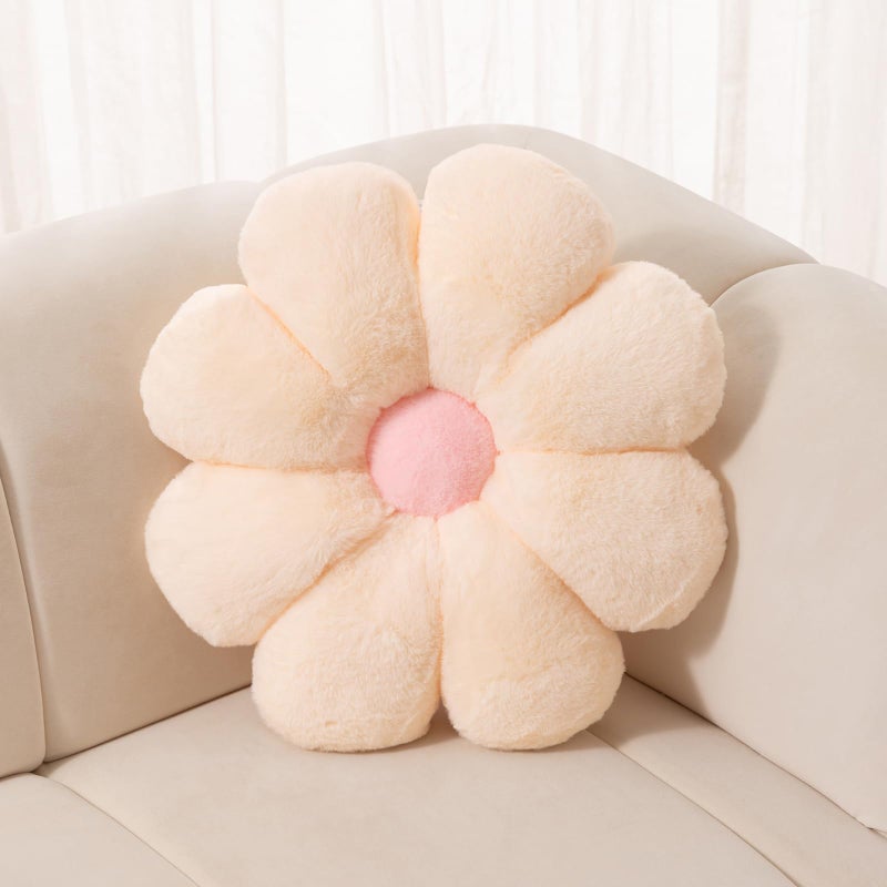 FIONOUT Flower Pillow Decorative Pillows Soft Daisy Pillow 177In Flower Shaped Pillow Floor Seating Custion for ReadingCouch and Room Dector 45CMBeige