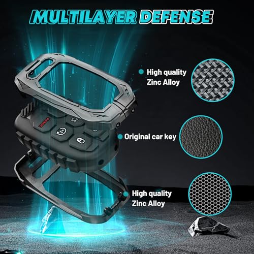 OMU Metal Key Fob Cover Case Compatible with Jeep Grand Cherokee Renegade Dodge Durango Challenger Wrangler Patriot Grand Commander Journey Fiat Dart Chrysler 200 300 (Black) - Image 4