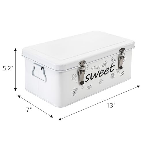 Frcctre Candy Storage Box, 4 Compartments Metal Candy Cookies Snacks Storage Tin Box with Lid Food Storage Container Farmhouse Kitchen Pantry Canister with Handle and Safety Lock - Image 2