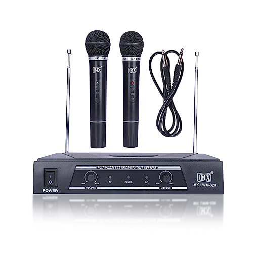 MX VHF Wireless Cordless Microphone System – 2 Handheld Mics, Fixed Frequency, Portable PA System for Karaoke, Stage, Presentations, Events, and Meetings - Image 1