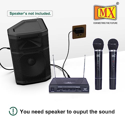 MX VHF Wireless Cordless Microphone System – 2 Handheld Mics, Fixed Frequency, Portable PA System for Karaoke, Stage, Presentations, Events, and Meetings - Image 3