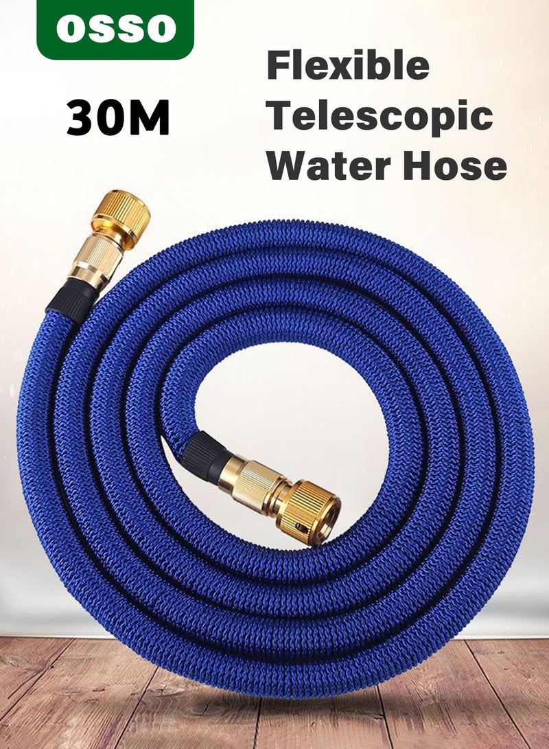 OSSO Flexible Telescopic Garden Hose Water Pipe Portable Patio Hose with Maximum Length 30M Sun Protection Wear-resistant Water Hose for Lawn Garden Yard Watering Pet Washing 10M - 30M - Image 1