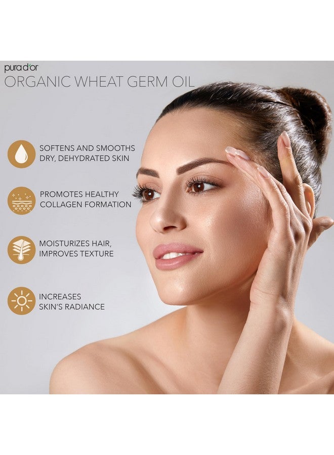 Pura d'or 16 Oz Organic Wheat Germ Oil 100% Pure & Natural Usda Certified Cold Pressed Carrier Oil Vitamin E Rich Moisturizing & Nourishing Antiaging Properties Healthy Hair Growth & Skincare - Image 2