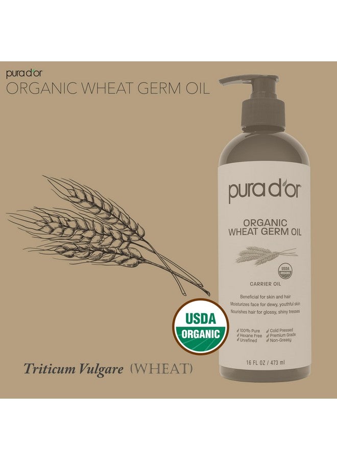 Pura d'or 16 Oz Organic Wheat Germ Oil 100% Pure & Natural Usda Certified Cold Pressed Carrier Oil Vitamin E Rich Moisturizing & Nourishing Antiaging Properties Healthy Hair Growth & Skincare - Image 4