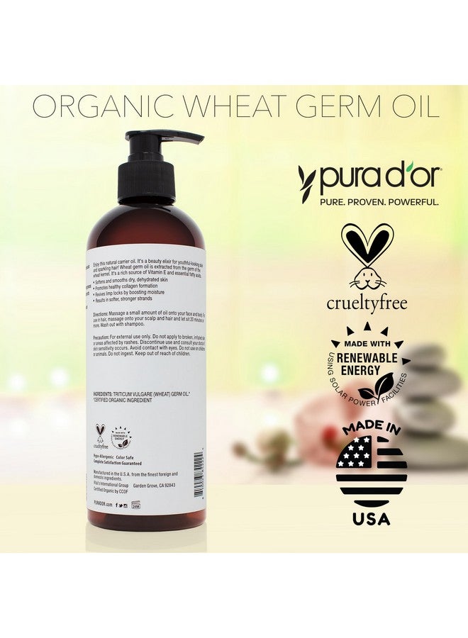 Pura d'or 16 Oz Organic Wheat Germ Oil 100% Pure & Natural Usda Certified Cold Pressed Carrier Oil Vitamin E Rich Moisturizing & Nourishing Antiaging Properties Healthy Hair Growth & Skincare - Image 5