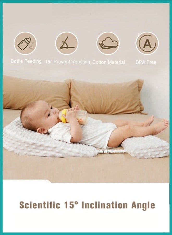 Baby Wedge Pillow,Crib Infant Anti-slip Nursing Pillows, Infant Sleeping Wedge Pillow Anti Vomit Milk Pillows 15-Degree Incline for Better Night's Sleep, Prevent Sliding - Image 2
