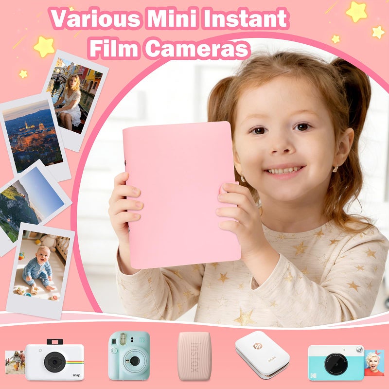 Ruibytree 320 Pockets Photo Album for Fujifilm Instax Mini LiPlay 12 11 9 8 40 41 99 Evo 7S Instant Film Camera, PU Leather Cover Photo Book for Polaroid 2x3 Pictures, Pink - Image 4