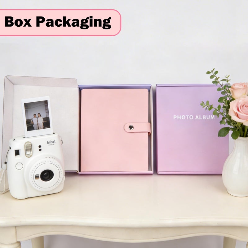 Ruibytree 320 Pockets Photo Album for Fujifilm Instax Mini LiPlay 12 11 9 8 40 41 99 Evo 7S Instant Film Camera, PU Leather Cover Photo Book for Polaroid 2x3 Pictures, Pink - Image 2