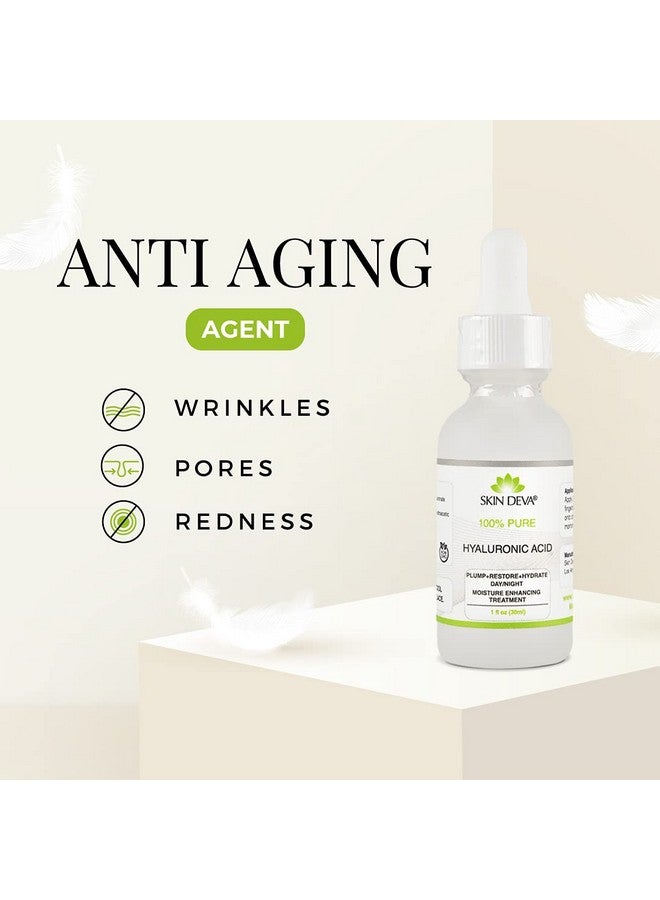 SKIN DEVA 100% Pure Hyaluronic Acid Serum For Face 1 Oz Of Discoloration Correcting Serum Anti Aging Anti Wrinkle Acid Locks In Essential Moisture Keeps Skin Hydrated Facial Serums For All Skin Types - Image 2