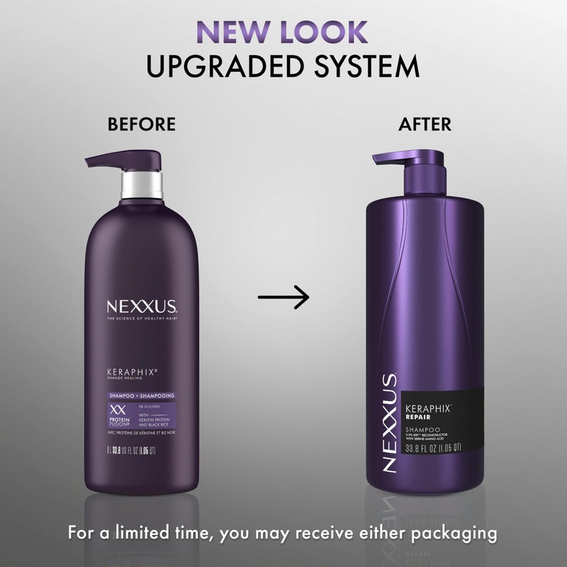 Nexxus Keraphix Shampoo With ProteinFusion for Damaged Hair Keratin Protein, Black Rice, Silicone-Free 33.8 oz - Image 3
