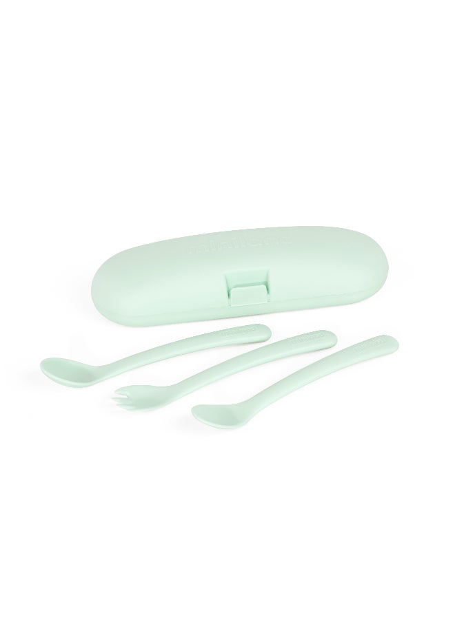 Miniland Picneat Dolce Mint 3-Piece Baby Cutlery Set with Travel Case