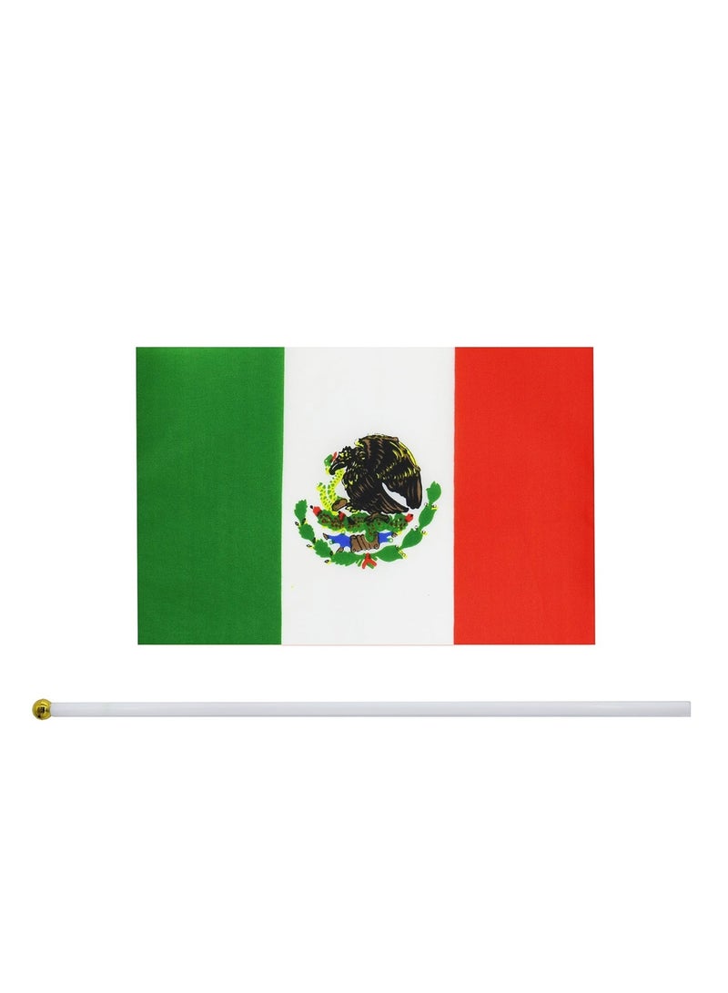 General Flag of Mexico A5 Size, Mexican Flag with Stick. Pack Of 5 Pieces.  - Image 3