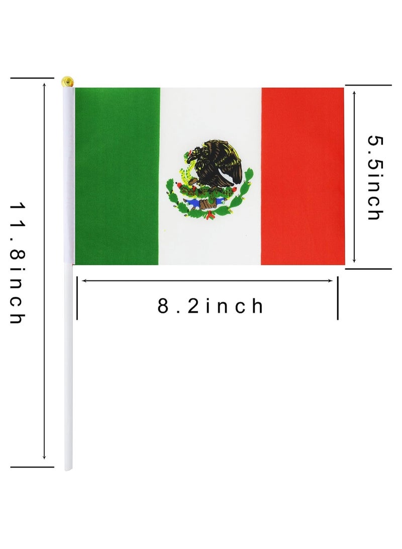 General Flag of Mexico A5 Size, Mexican Flag with Stick. Pack Of 5 Pieces.  - Image 2