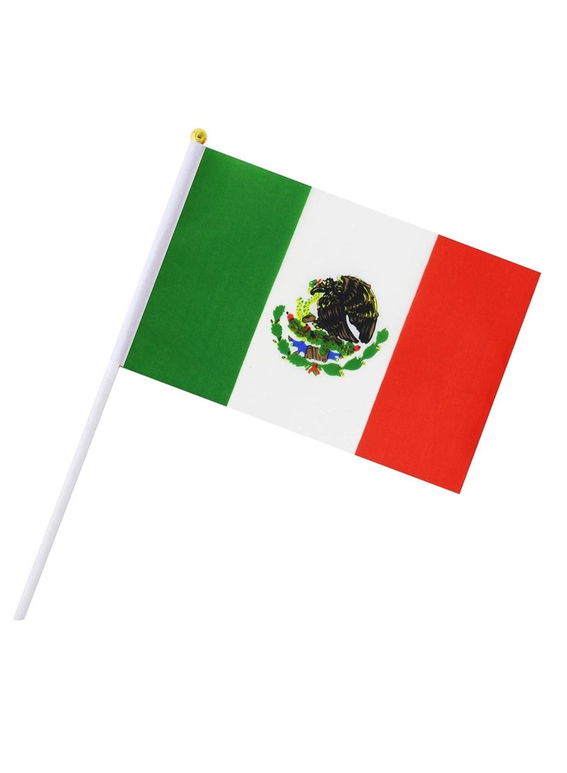 General Flag of Mexico A5 Size, Mexican Flag with Stick. Pack Of 5 Pieces.  - Image 4