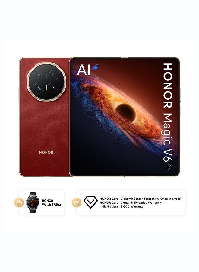 هونور Magic V6 5G Foldable Smartphone Dual SIM 5G Red 16GB RAM 512GB Bundlle With Watch 5 Ultra, 12Month Screen Damage Protection Insurance & 12Month Extended Warranty - Middle East Version - Image 1