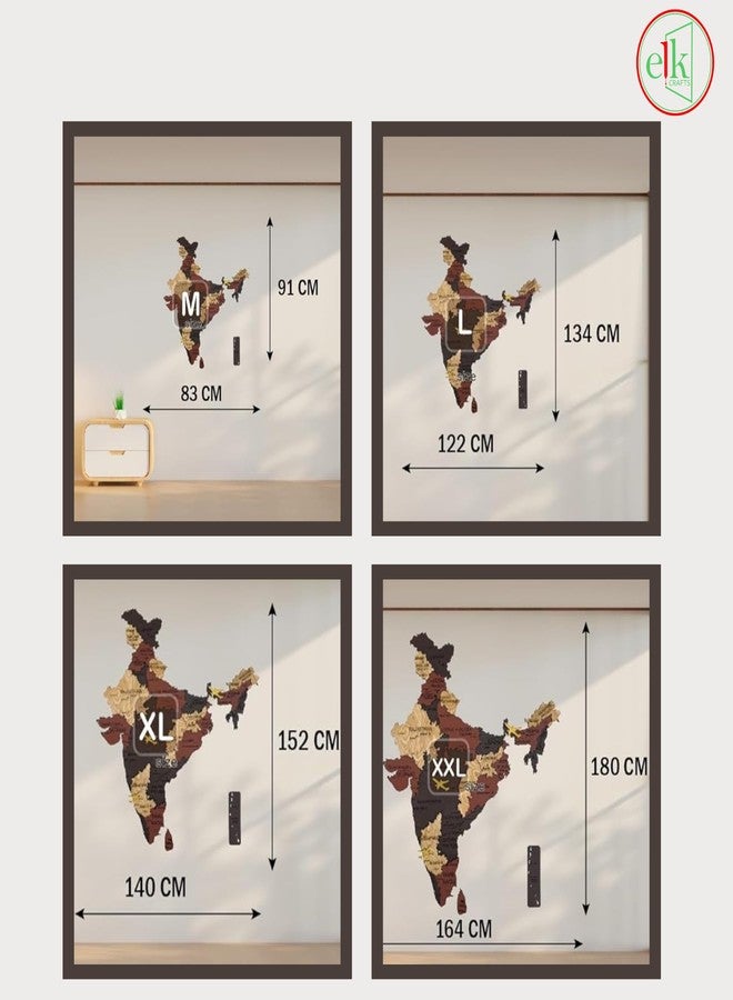 Elk Wooden 3D India Map Wall Decor With All State Names with Capital Cities - Perfect Home Wall Office Decor for Travel Enthusiasts | Size : M(91x83CM) - Image 5