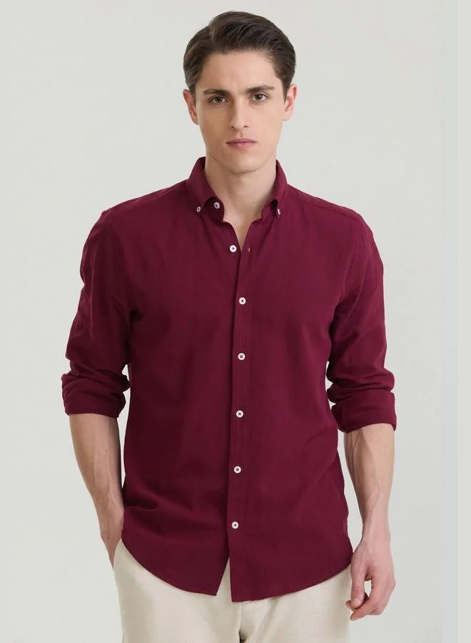 FELIX HARDY Men's Cotton Linen Blend Long Sleeve Shirt