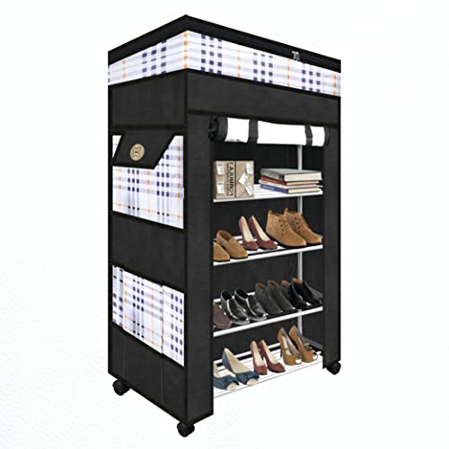 TRENDY Metal Multipurpose Foldable Shoe Rack for Home with Cover | 360 ° Rotating Wheels, Dustproof Zip Cover with Side and Zipper Top Pockets - Image 4