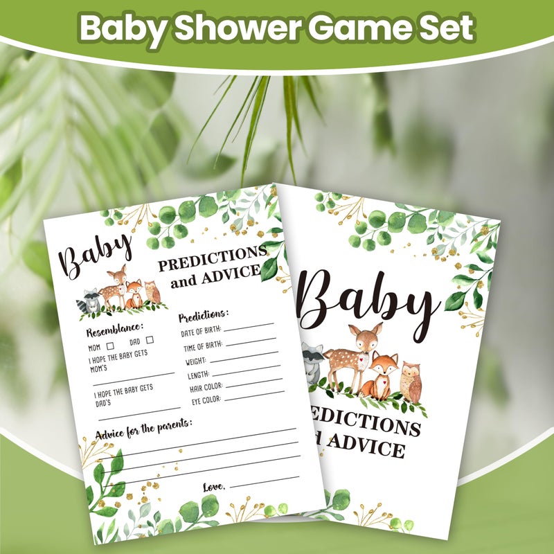 DETIHO Woodland Animal Baby shower Predictions And Advice Cards(5"X7")-Safari Baby shower Double-Sided Game Cards Party Favor-30Pcs-C05 - Image 5