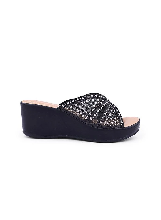 أيقون صنادل سهلة الارتداء مزينة بالكريستال