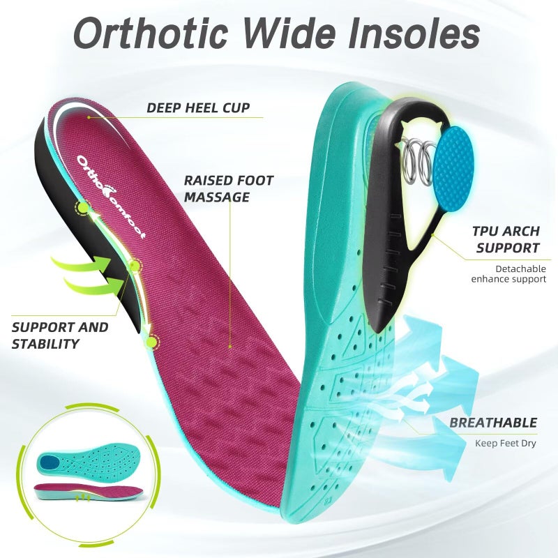 OrthoComfoot أحذية مشي واسعة نسائية طبية لمرضى السكري: دعم لتخفيف آلام كعب القدم والتهاب اللفافة الأخمصية، أحذية تنس مريحة، خفيفة الوزن، مناسبة للتنفس، مناسبة لالتهاب وتر العرقوب، أحذية رياضية باللون الأسود والرمادي والأزرق، مقاس 7 - Image 5