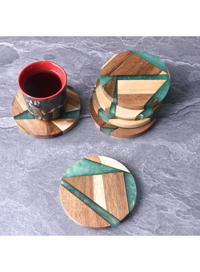 Epoxy Coaster Solid Wood Acacia Wood Coaster Creative Tea Holder Heat Insulation Mat Light Luxury Premium Sense-Color: Resin Acacia Wood Coaster - Image 5