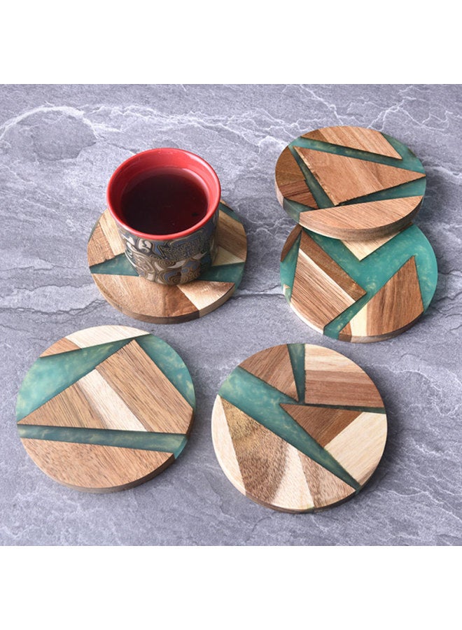 Epoxy Coaster Solid Wood Acacia Wood Coaster Creative Tea Holder Heat Insulation Mat Light Luxury Premium Sense-Color: Resin Acacia Wood Coaster - Image 2