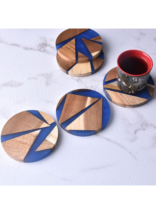Epoxy Coaster Solid Wood Acacia Wood Coaster Creative Tea Holder Heat Insulation Mat Light Luxury Premium Sense-Color: Resin Acacia Wood Coaster - Image 1
