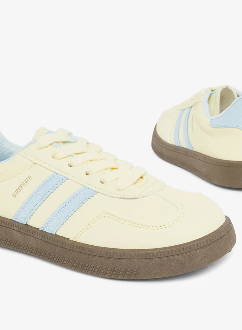 Styli  Striped Lace Up Flatform Sneakers for Women | Best Price UAE