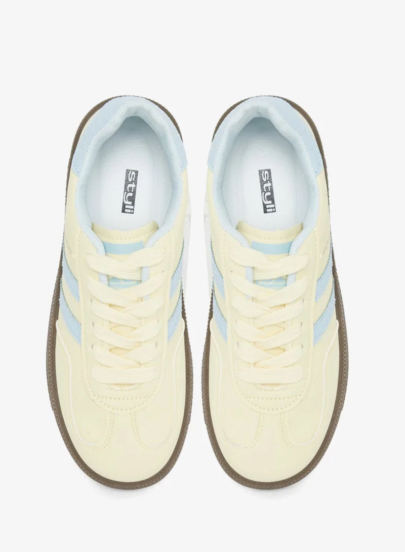 Styli  Striped Lace Up Flatform Sneakers for Women | Best Price UAE