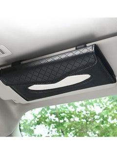 Excefore Car Visor Tissue Holder, Car Tissue Holder, Dispenser Hanging Paper Towel Holder Case, PU Classic Check Leather Backseat Tissue Box Holder for Car/Truck Car Accessories(Black)  - Image 2