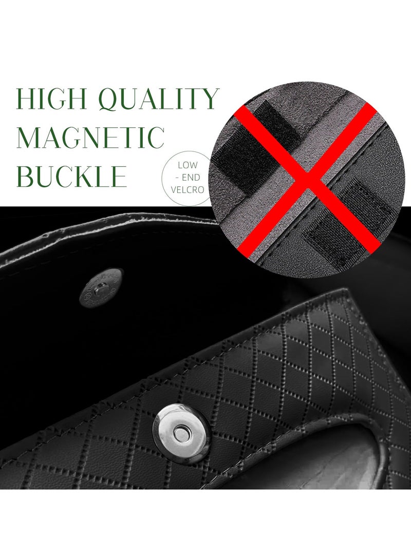 Excefore Car Visor Tissue Holder, Car Tissue Holder, Dispenser Hanging Paper Towel Holder Case, PU Classic Check Leather Backseat Tissue Box Holder for Car/Truck Car Accessories(Black) - Image 4
