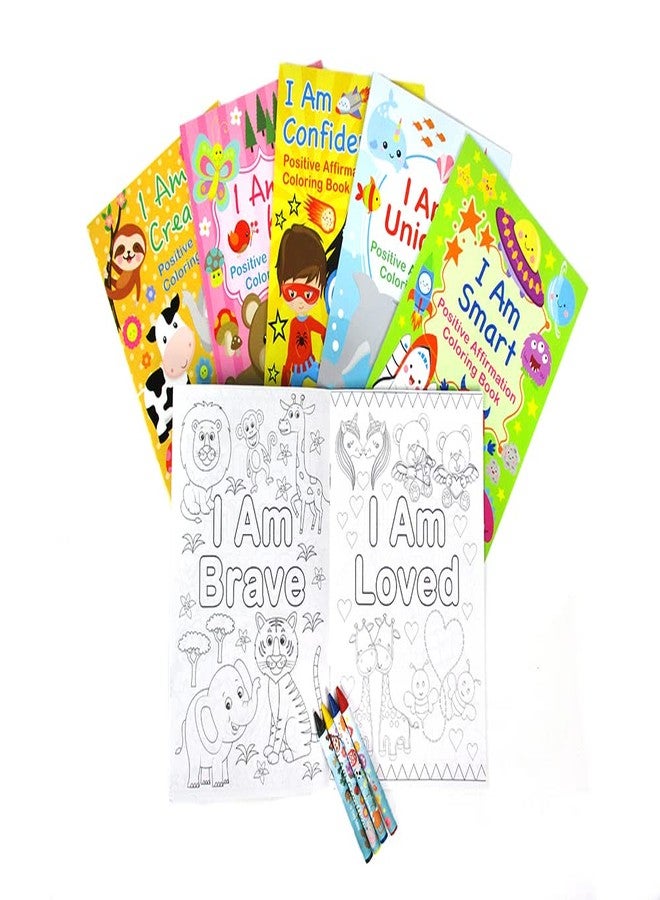 TINYMILLS Positive Affirmation Coloring Books with 12 Books and 48 Crayons, Wellness and Mindfulness Activity for Kids Promoting Confidence and Positive Attitude - Image 2