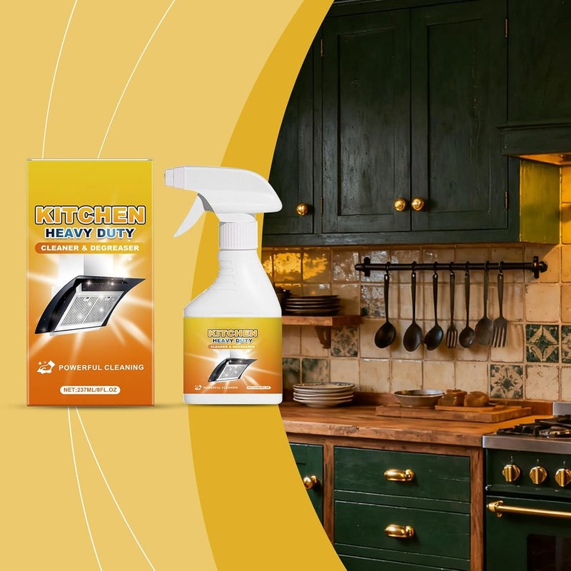 Kitchen Cleaner - 8fl.oz Foam Heavy Duty Degreaser, Spray Nozzle Waterless Grease Cleaner for Kitchen, Oven, Stove, Counter, Cabinet, Glass, Sink, Wall, Fast Acting and Easy to Use - Image 4