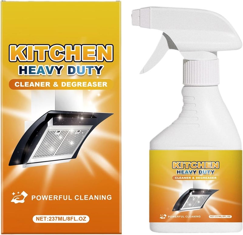 Kitchen Cleaner - 8fl.oz Foam Heavy Duty Degreaser, Spray Nozzle Waterless Grease Cleaner for Kitchen, Oven, Stove, Counter, Cabinet, Glass, Sink, Wall, Fast Acting and Easy to Use - Image 1