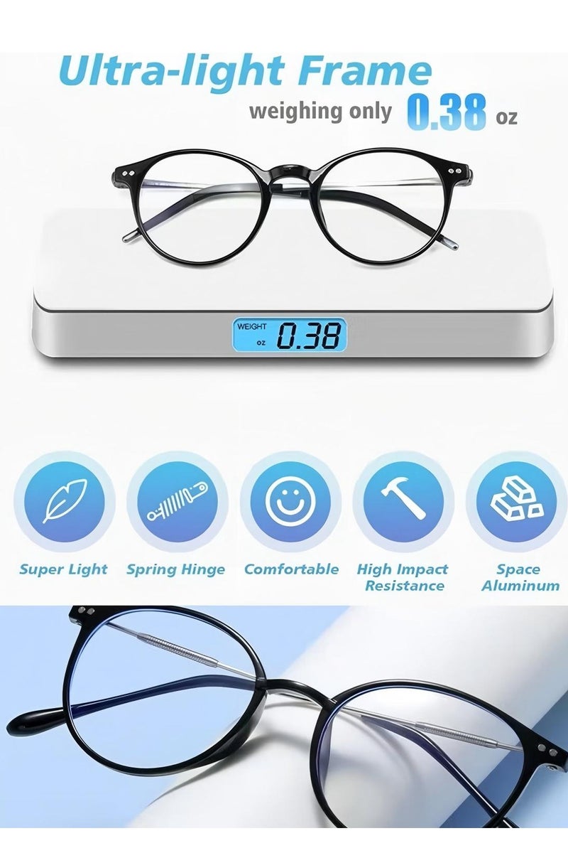 Blue Light Glasses for Women Men Round Lightweight Eyeglasses Oval Eyewear Glasses Anti Blue Light Blocking Eye Glasses for Reading Gaming Computer Anti Radiation UV Ladies Eyeglass Clear - Image 2
