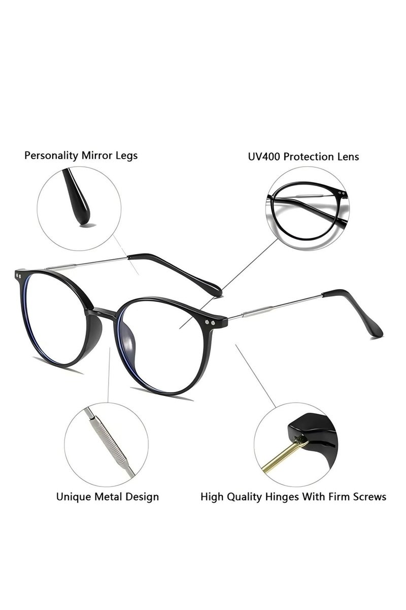 Blue Light Glasses for Women Men Round Lightweight Eyeglasses Oval Eyewear Glasses Anti Blue Light Blocking Eye Glasses for Reading Gaming Computer Anti Radiation UV Ladies Eyeglass Clear - Image 3