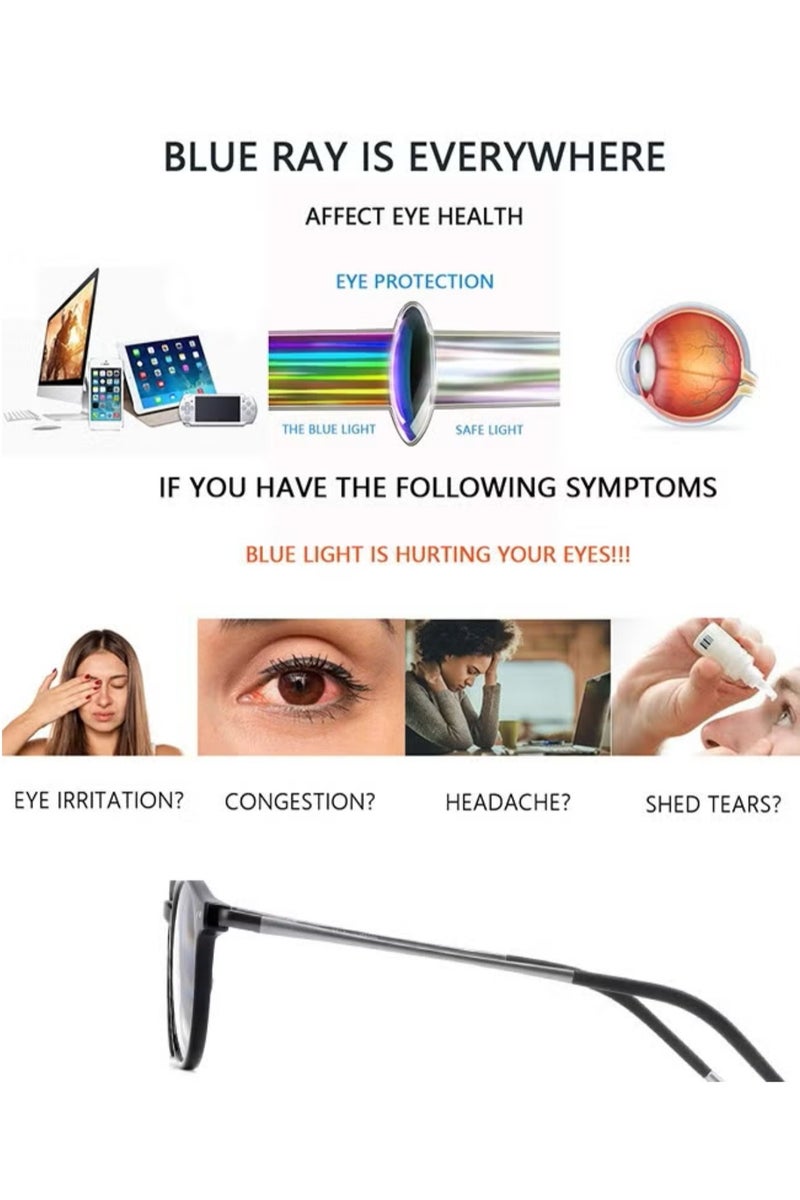 Blue Light Glasses for Women Men Round Lightweight Eyeglasses Oval Eyewear Glasses Anti Blue Light Blocking Eye Glasses for Reading Gaming Computer Anti Radiation UV Ladies Eyeglass Clear - Image 4