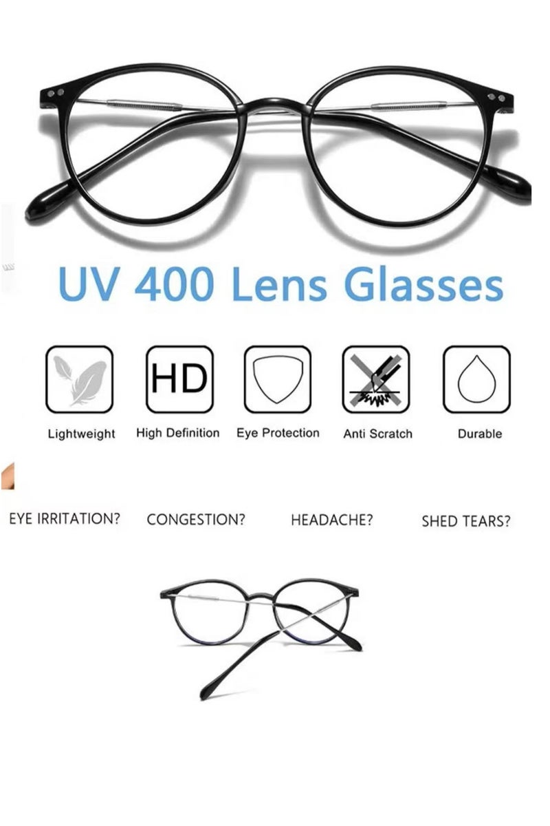 Blue Light Glasses for Women Men Round Lightweight Eyeglasses Oval Eyewear Glasses Anti Blue Light Blocking Eye Glasses for Reading Gaming Computer Anti Radiation UV Ladies Eyeglass Clear - Image 5