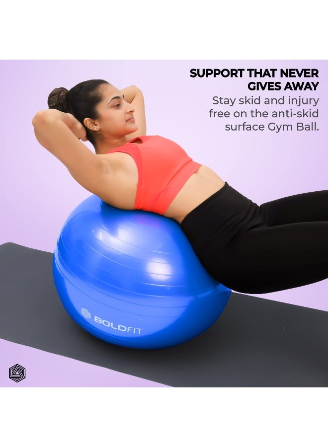 BOLDFIT Gym Ball for Exercise Anti Burst Exercise Ball with Foot Pump for Workout Yoga Ball for Women and Men Swiss Ball for Balance Stability Training, Birthing Ball for Pregnancy, Fitness 65cm-Blue - Image 2