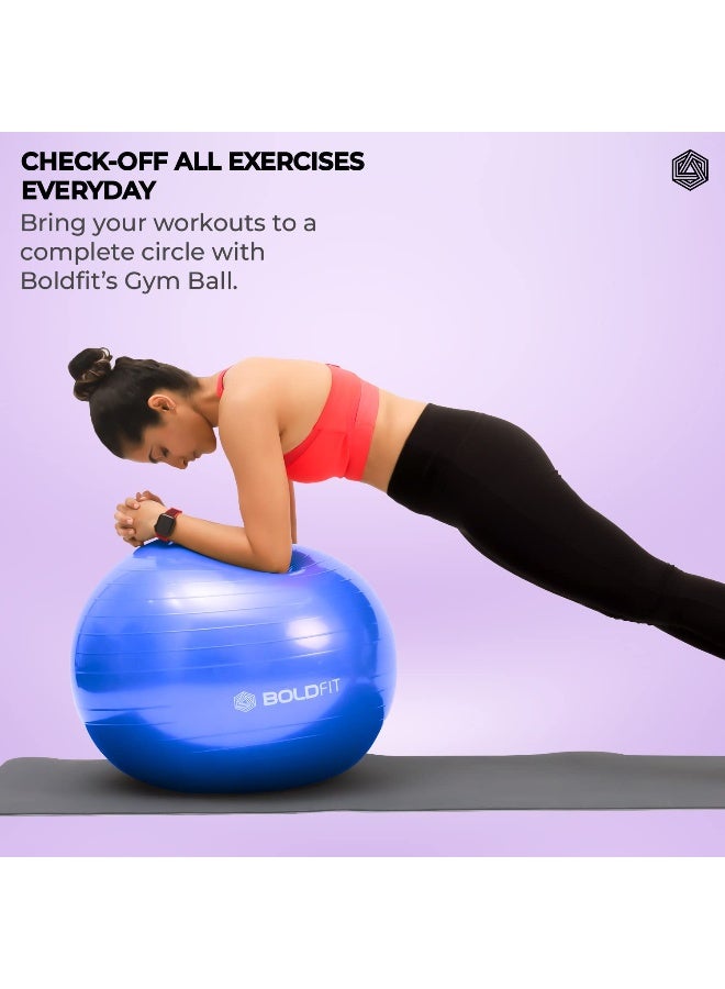 BOLDFIT Gym Ball for Exercise Anti Burst Exercise Ball with Foot Pump for Workout Yoga Ball for Women and Men Swiss Ball for Balance Stability Training, Birthing Ball for Pregnancy, Fitness 65cm-Blue - Image 4