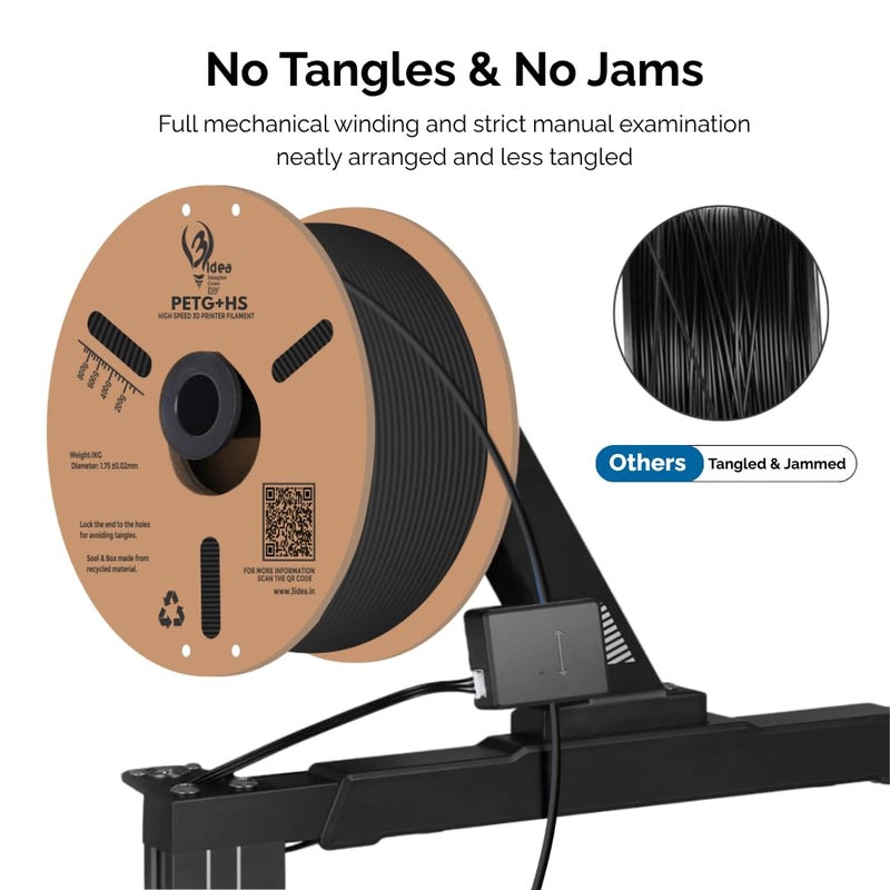 3idea PETG+ HS Premium High Speed 3D Printing Filament, Black 1.75mm, Net Weight-1kg - Image 3