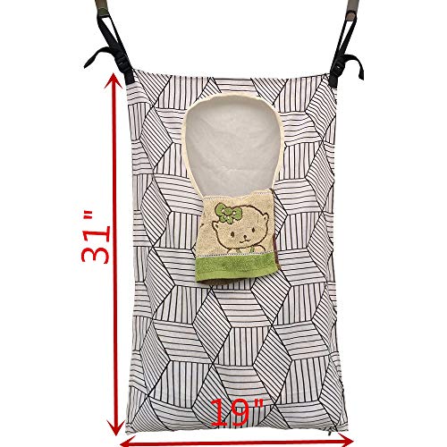 Amlrt HDHYK Adjustable Space Saving Door Hanging Laundry Hamper with Stainless Steel Hooks - Image 2