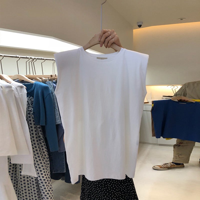 Sleeveless T-Shirt For Women 2025 Korean Loose And Versatile Student Tops Pure Color Vest Trendy - Image 3