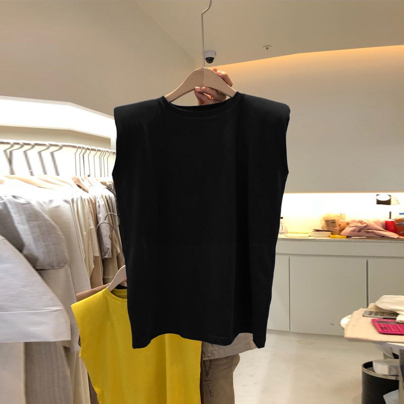 Sleeveless T-Shirt For Women 2025 Korean Loose And Versatile Student Tops Pure Color Vest Trendy - Image 5