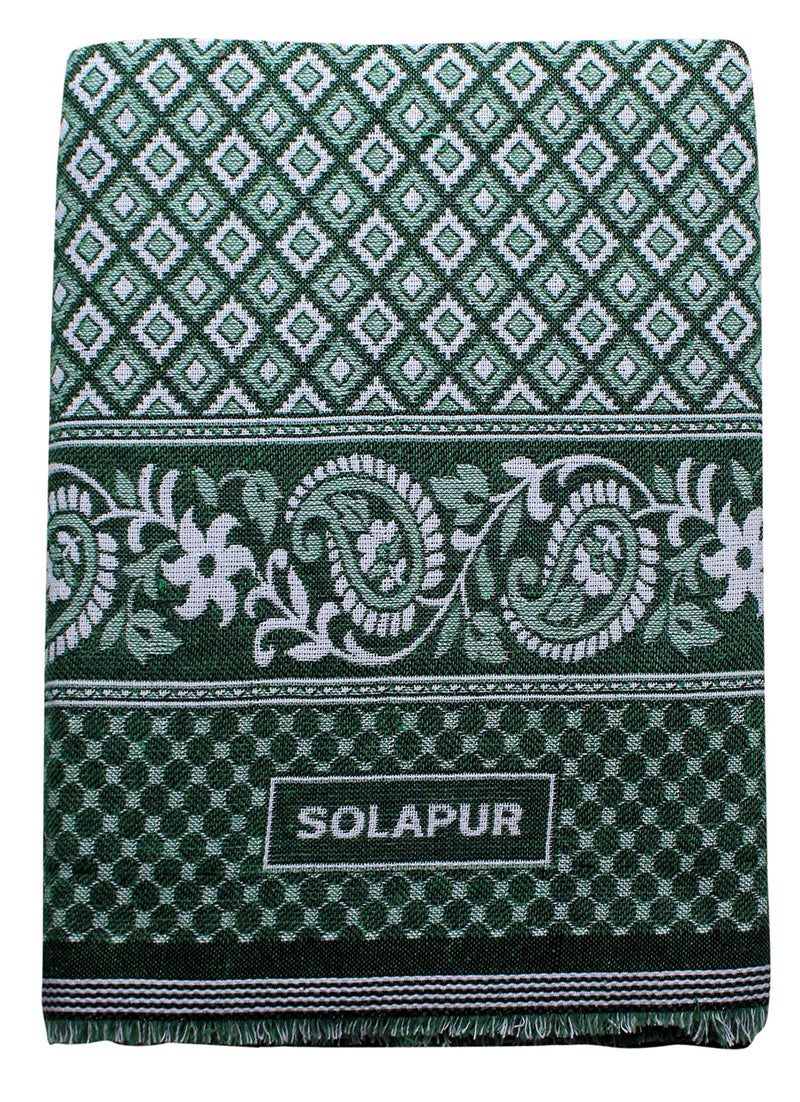 Mandhania Mayur Solapur Chaddar 100% Cotton Dailyuse Single Bed Blanket Pack of 2 Brown & Green - Image 3