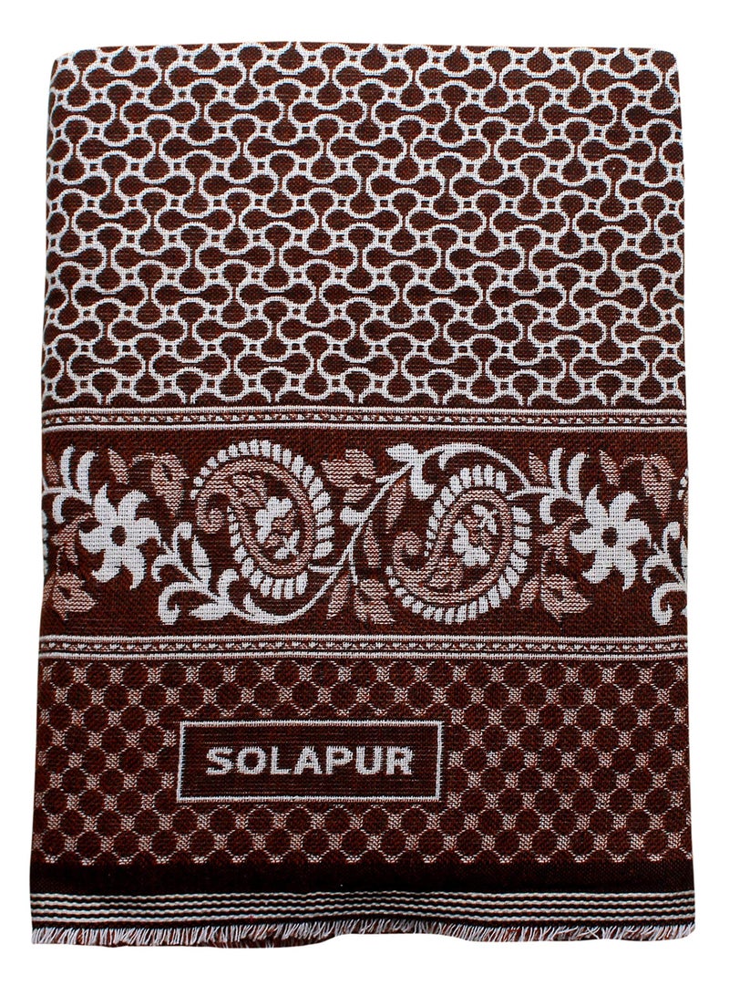 Mandhania Mayur Solapur Chaddar 100% Cotton Dailyuse Single Bed Blanket Pack of 2 Brown & Green - Image 2