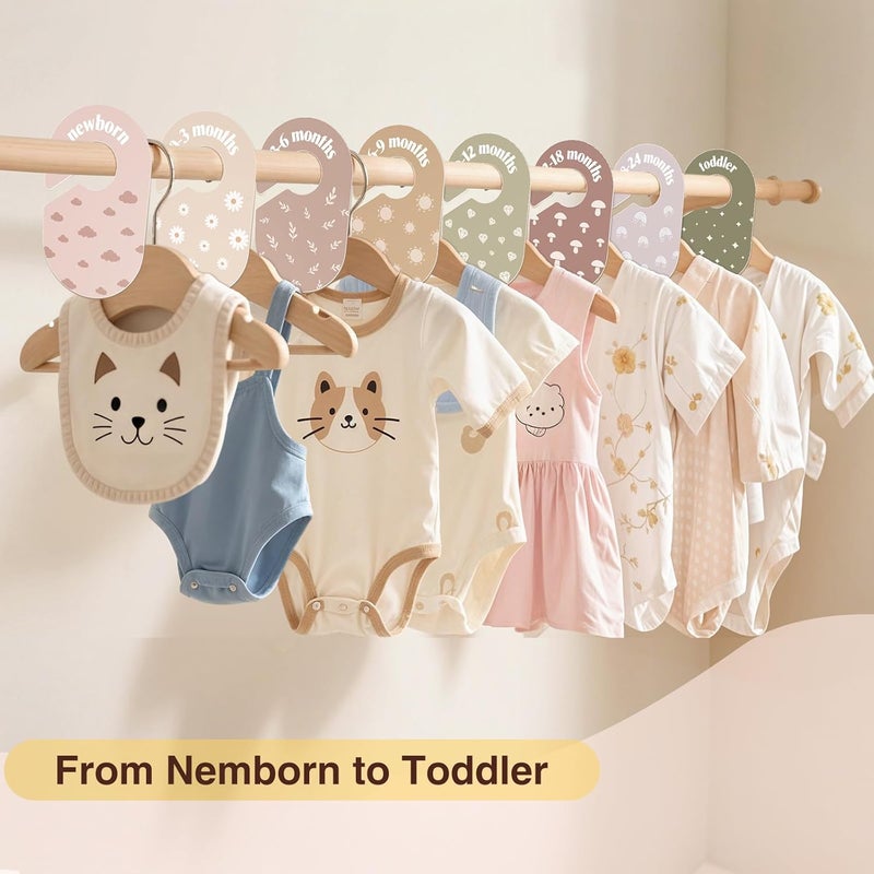 WSICSE Baby Closet Divider DoubleSided Baby Clothes Organizer Nursery Decor Closet Dividers for baby Clothes 8 Designs from Newborn to 24 Month Pastel - Image 4